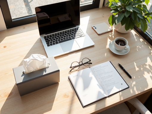 桌面收纳用品展示，包括笔筒、文件架、桌面整理器等，背景为整洁办公桌